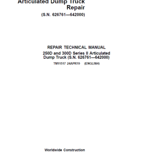 John Deere 250D, 300D Series 2 Dump Truck Service Manual