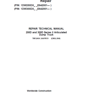 John Deere 250D, 300D Series 02 Dump Truck Service Manual