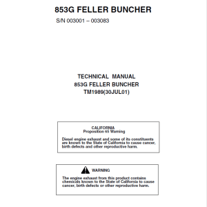 John Deere 853G Feller Buncher Service Repair Manual
