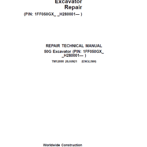 John Deere 50G Excavator Repair Service Manual