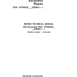 John Deere 60G Excavator Repair Service Manual