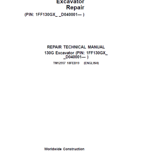 John Deere 130GLC Excavator Repair Service Manual