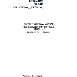 John Deere 135GLC Excavator Repair Service Manual