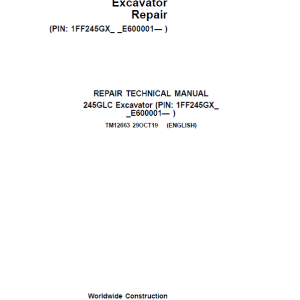 John Deere 245GLC Excavator Repair Service Manual