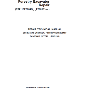 John Deere 2654G, 2654GLC Swing Excavator Repair Service Manual