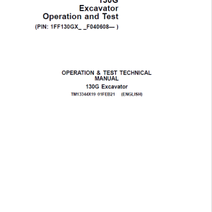 John Deere 130GLC Excavator Repair Service Manual