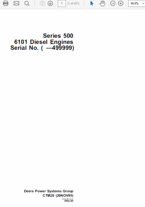 John Deere 500 Series 6101 Diesel Engines Manual