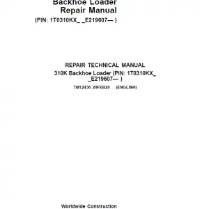 John Deere 310K Backhoe Loader Repair Service Manual