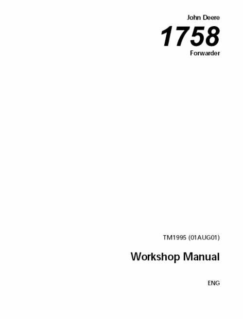 John Deere 1758 Forwarder Repair Technical Manual