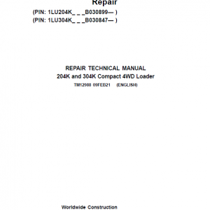 John Deere 204K, 304K Compact 4WD Loader Service Manual