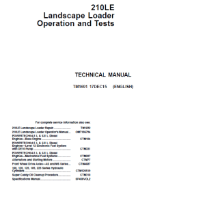 John Deere 210LE Landscape Loader Repair Service Manual