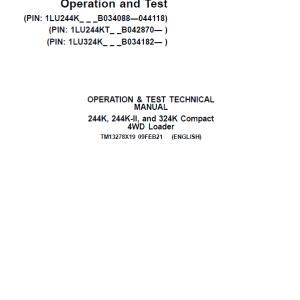 John Deere 244K, 244K-II, 324K Compact 4WD Loader Technical Manual