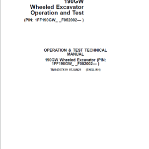 John Deere 190GW Wheeled Excavator Repair Services Manual