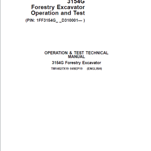 John Deere 3154G Swing Excavator Repair Service Manual
