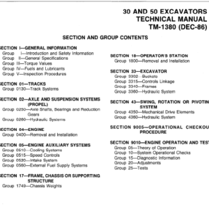 John Deere 30, 50 Excavator Service Manual