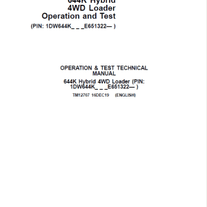 John Deere 644K Hybrid 4WD Loader Technical Manual