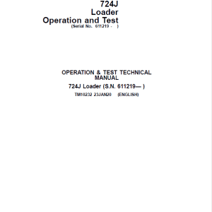 John Deere 724J Loader Repair Technical Manual
