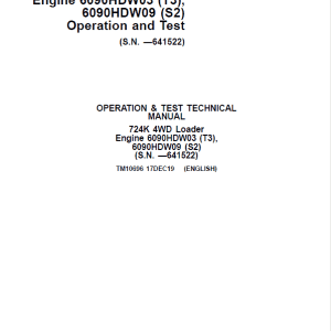 John Deere 724K 4WD Engine S2 & T3 Loader Service Manual