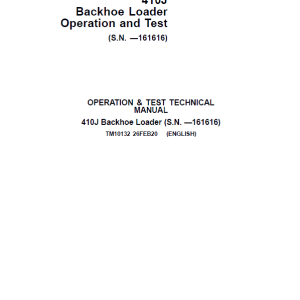 John Deere 410J Backhoe Loader Repair Service Manual SN