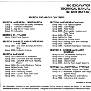 John Deere 990 Excavator Service Manual