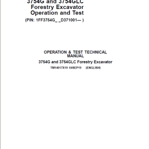 John Deere 3754G, 3754GLC Swing Excavator Repair Service Manual