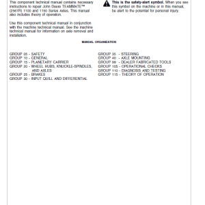 2-12 John Deere TeamMate II 2561R, 1100, 1150 Series Outboard Planetary Axles Manual