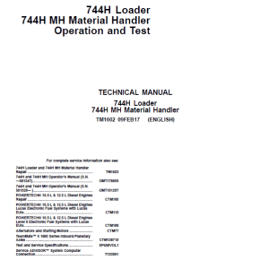 John Deere 744H and 744H MH Material Handler Loader Service Manual