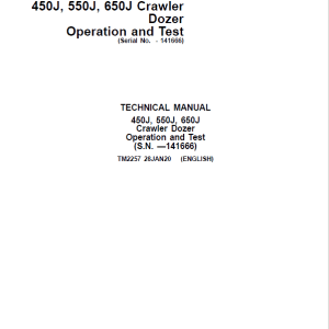 John Deere 450J, 550J, 650J Crawler Dozer Service Manual