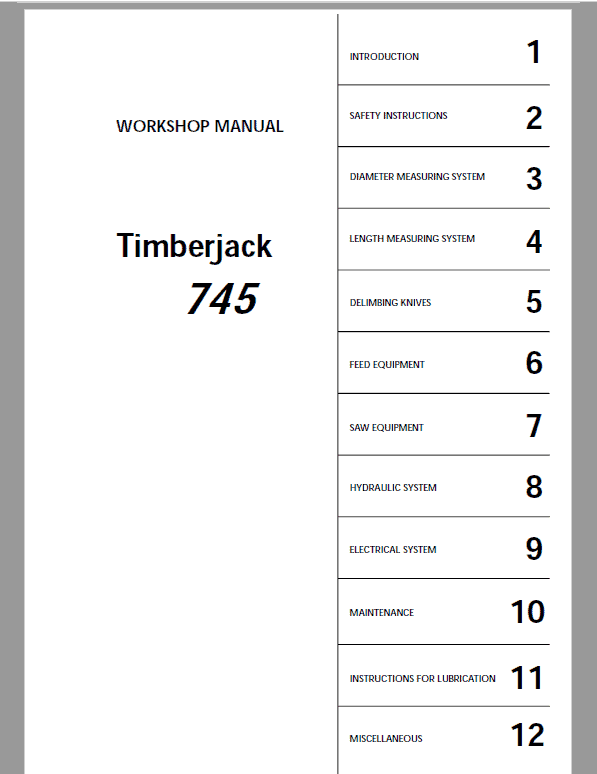 John Deere 745 Timberjack Harvester Head Repair Service Manual