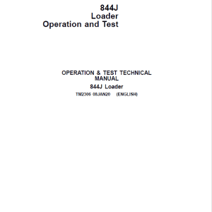 John Deere 844J Loader Repair Technical Manual