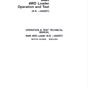 John Deere 844K 4WD Loader Technical Manual