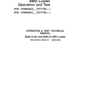 John Deere 844K-III AH, 844K-III 4WD Loader Technical Manual