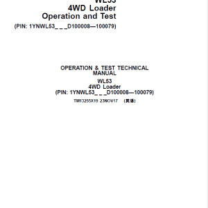 John Deere WL53 4WD Loader Repair Service Manual