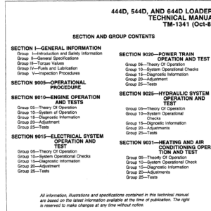 John Deere 444D, 544D and 644D Loader Technical Manual