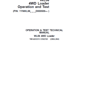 John Deere WL56 4WD Loader Repair Technical Manual