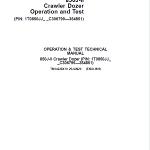 John Deere 850J-II Crawler Dozer Services Manual TM