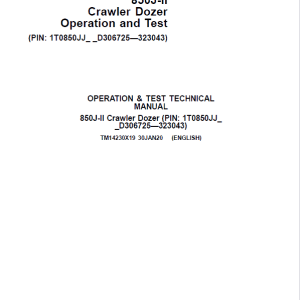 John Deere 850J Crawler Dozer Services Manual