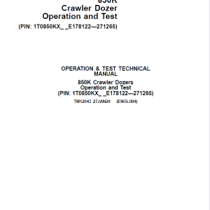 John Deere 850K Crawler Dozer Service Manual