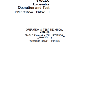 John Deere 670GLC Excavator Repair Service Manual
