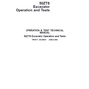 John Deere 50ZTS Excavator Repair Service Manual
