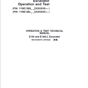 John Deere E130 E140LC Repair Service Manual
