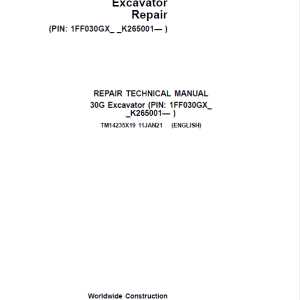 John Deere 30G Excavator Service Manual
