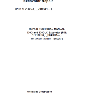 John Deere 130G, 130GLC Excavator Service Manual