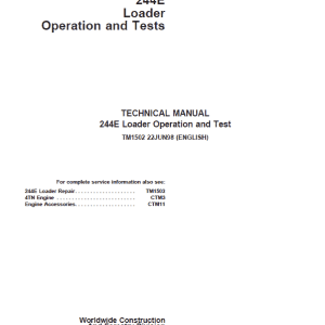 John Deere 244E Loader Repair Technical Manual