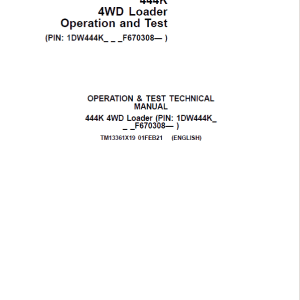 John Deere 444K 4WD Loader Technical Manual