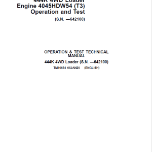 John Deere 444K 4WD Loader Engine 4045HDW54 (T3) Technical Manual