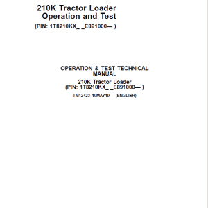 John Deere 210K Tractor Loader Repair Service Manual