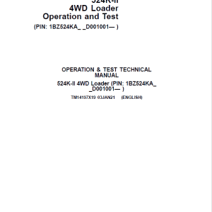 John Deere 524K-II 4WD Loader Technical Manual