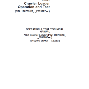 John Deere 755K Crawler Loader Repair Technical Manual