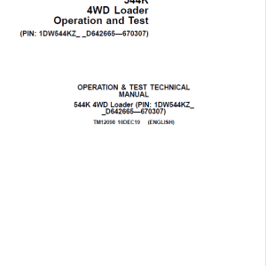 John Deere 544K 4WD Loader Service Manual